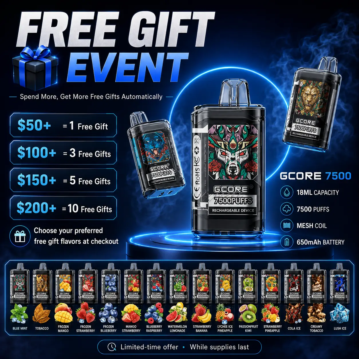 Free Gift Event – Gcore 7500 Disposable Vape