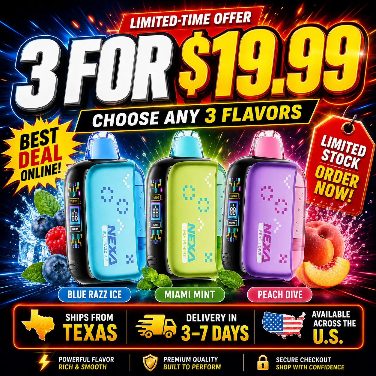 3 for $19.99 NEXA PIX 35K Disposable Vape